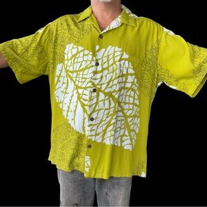 Manuhealii shirt full button front rayon men’s fits 2XL